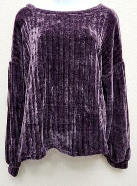Hummingbird Purple Boat Neck Drop Shoulder Sweater Small Warm Cozy Comfy Soft